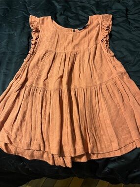 American Eagle Outfitters Tiered Flutter Sleeve Top - Rust Orange